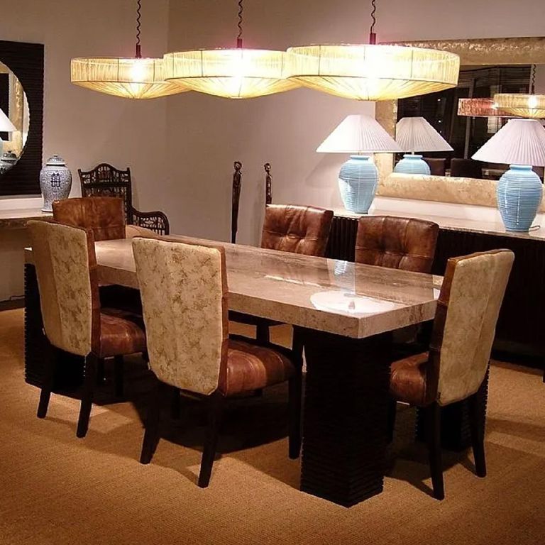 Espresso Dining Table - 6 Seater - 180cm - Pedestal - Marble - Variation Available