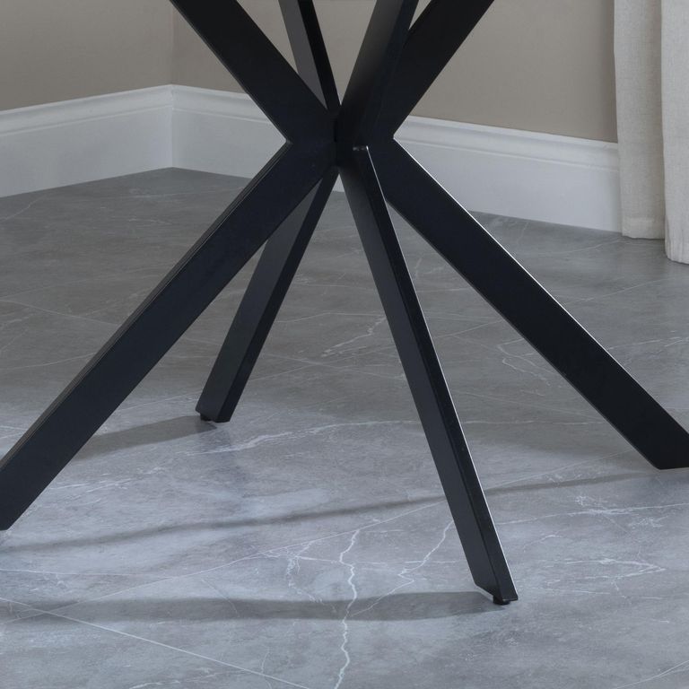 Clearance - Ezra 4 Seater Grey Concrete Round Dining Table with Black Spider Legs - 120cm