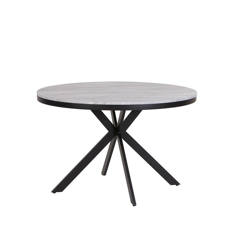 Clearance - Ezra 4 Seater Grey Concrete Round Dining Table with Black Spider Legs - 120cm
