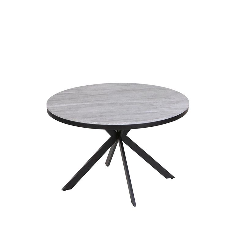 Clearance - Ezra 4 Seater Grey Concrete Round Dining Table with Black Spider Legs - 120cm