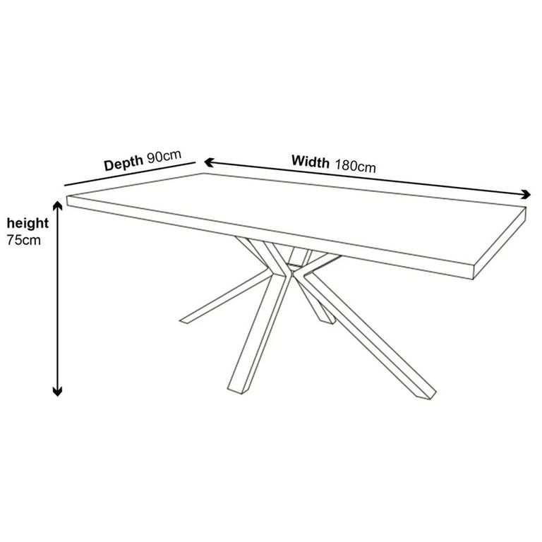 Clearance - Ezra 8 Seater Grey Dining Table with Black Spider Legs - 180cm
