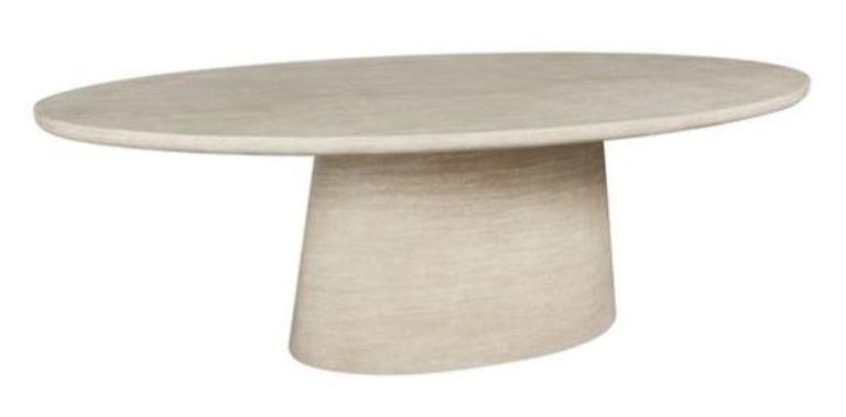 Fictus Travertine Beige 10 Seater Oval Pedestal Dining Table