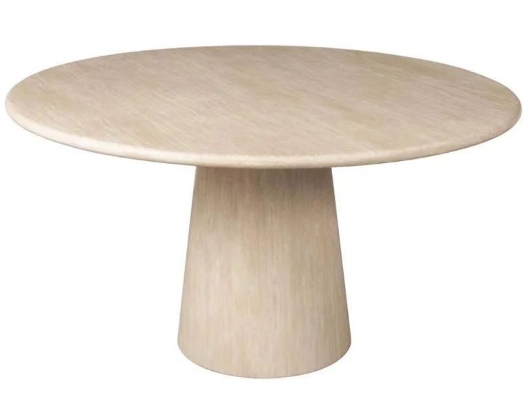 Fictus Travertine Beige 6 Seater Round Pedestal Dining Table