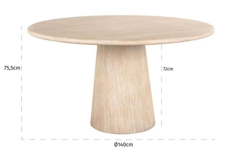 Fictus Travertine Beige 6 Seater Round Pedestal Dining Table