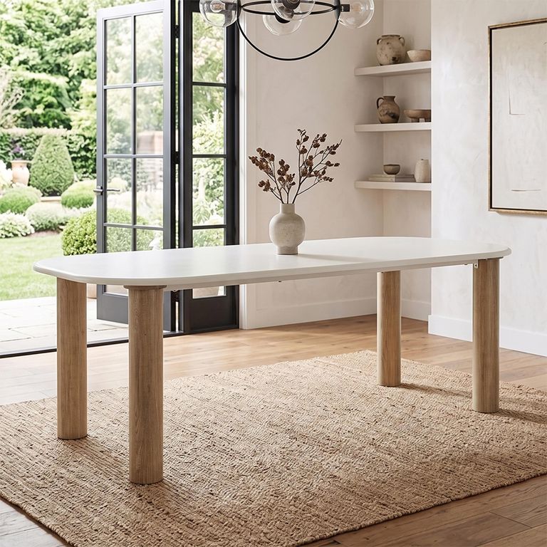 Fondi Dining Table - 240cm - 8 Seater - White and Brown - Cement Look