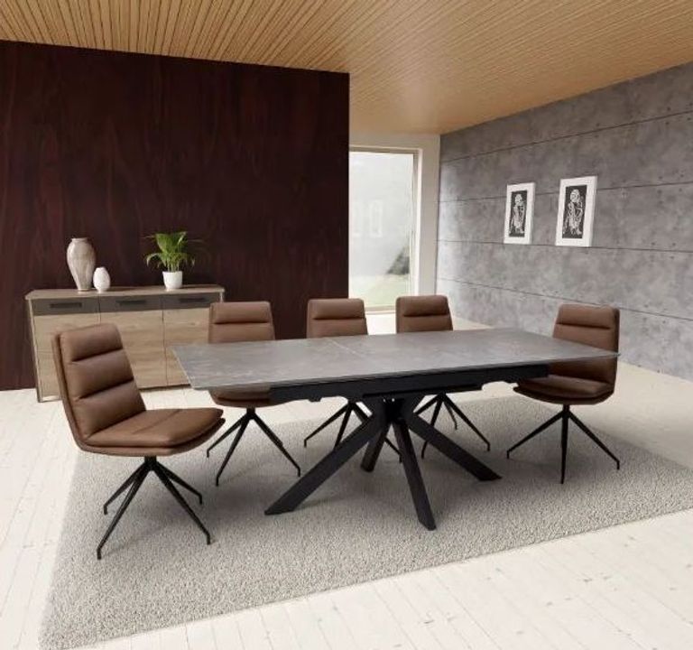 Galaxy Extending Dining Table - Brown Ceramic - 4-6 Seater - 140cm-180cm