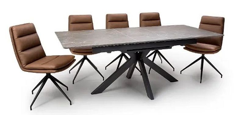 Galaxy Extending Dining Table - Brown Ceramic - 6-8 Seater - 160cm-200cm