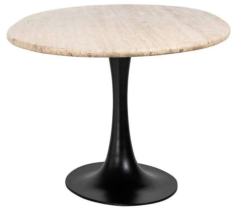 Hampton Travertine Beige 8 Seater Oval Dining Table with Back Tulip Base
