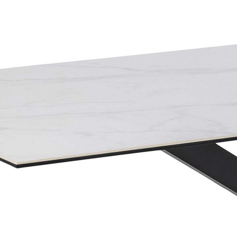 Heaven Dining Table - 8 Seater - 200cm - White Ceramic and Black - with Star Legs