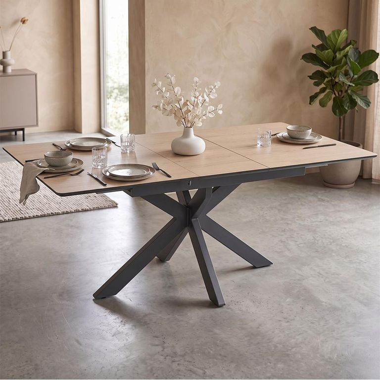 Infiniti Dune Oak Butterfly Extending Dining Table - 140cm-180cm - 4-8 Seater - Spider Leg