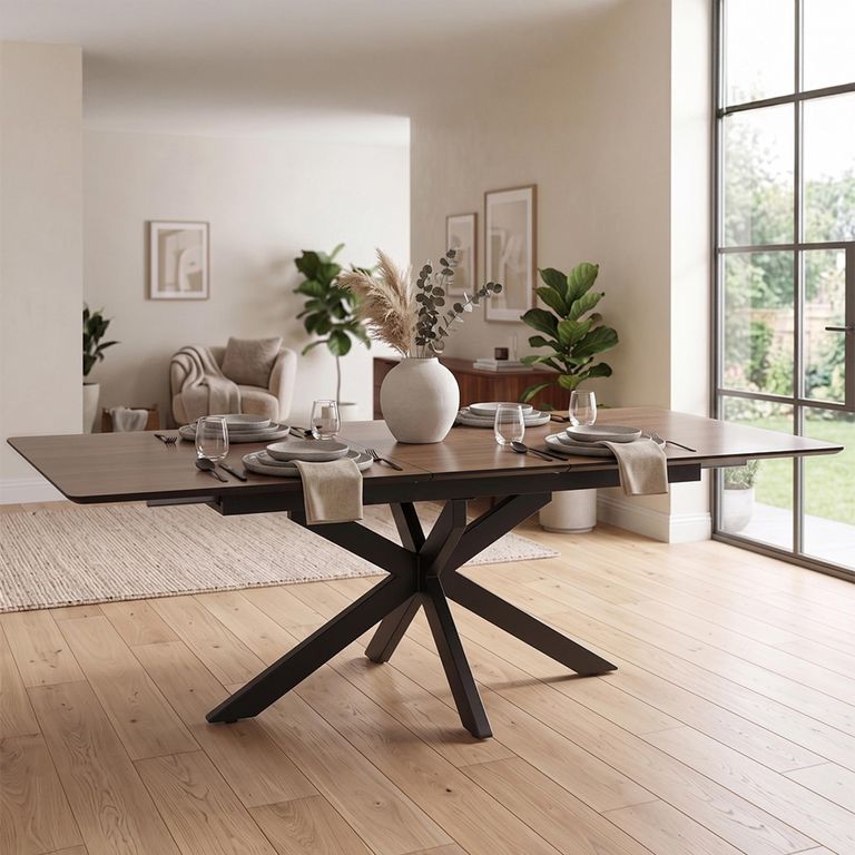 Infiniti Ashen Oak Butterfly Extending Dining Table - 180cm-220cm - 8-10 Seater - Spider Leg