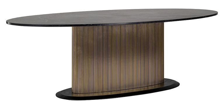 Ironville Brass Ribbed 10 Seater Oval Pedestal Dining Table