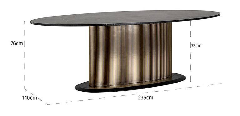 Ironville Brass Ribbed 10 Seater Oval Pedestal Dining Table