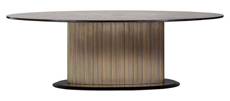 Ironville Brass Ribbed 10 Seater Oval Pedestal Dining Table