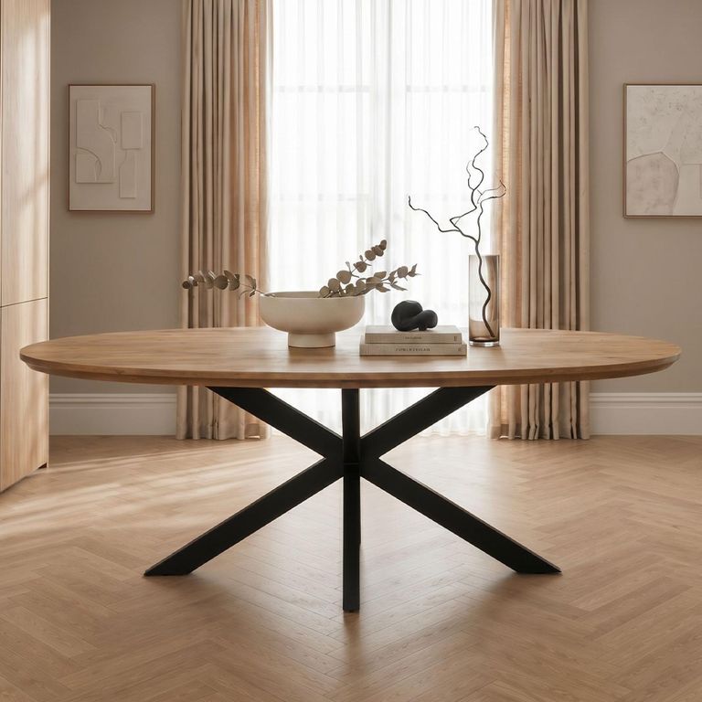 Jesper Dining Table - 180cm - 8 Seater - Oval - Star Base - Natural - Mango Wood