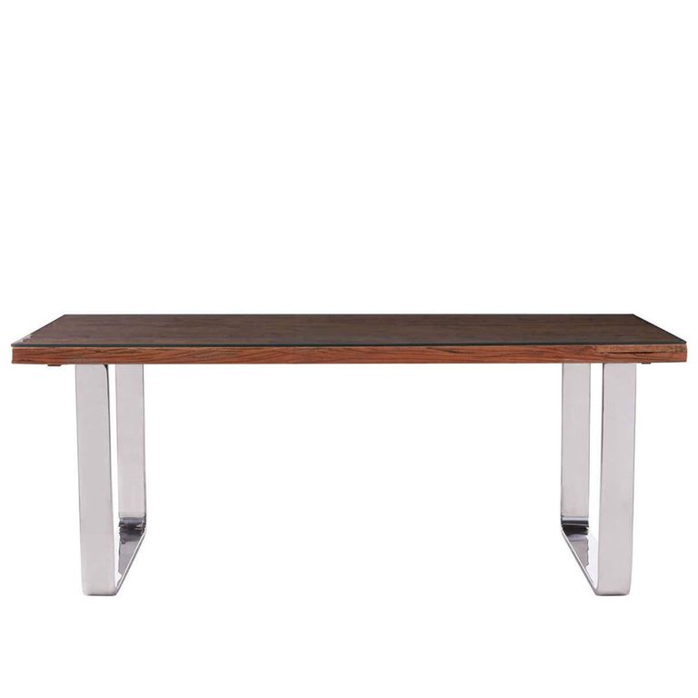 Kerala Dining Table - 8 Seater - 200cm - Clear Glass with Silver Base