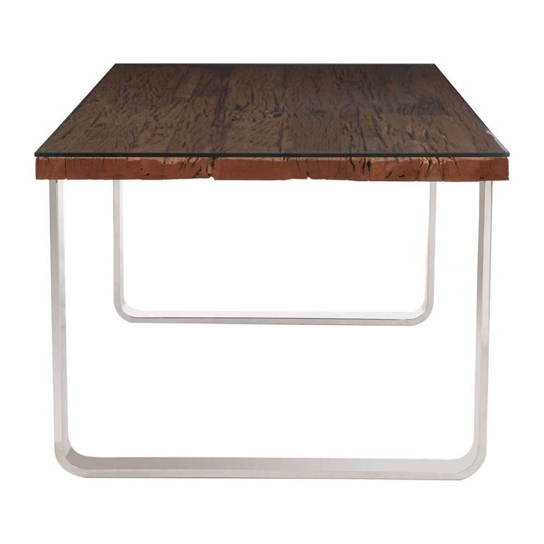 Kerala Dining Table - 8 Seater - 200cm - Clear Glass with Silver Base