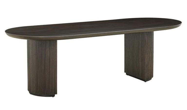Kingston Brown 12 Seater Oval Dining Table with Fluted Base