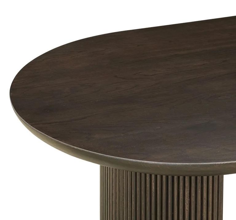 Kingston Brown 12 Seater Oval Dining Table with Fluted Base
