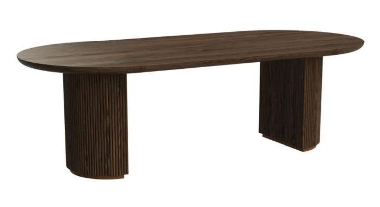 Kingston Brown 12 Seater Oval Dining Table with Fluted Base
