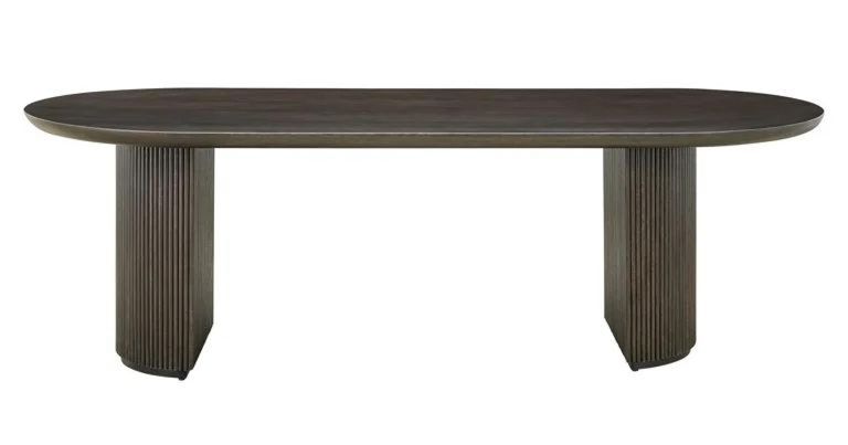 Kingston Brown 12 Seater Oval Dining Table with Fluted Base