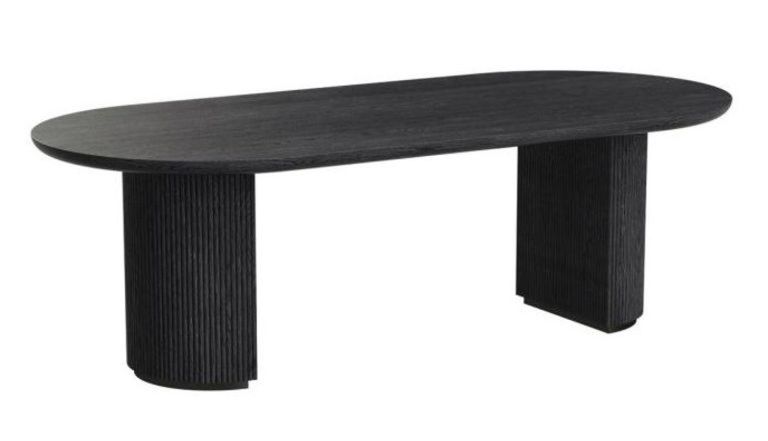 Kingston Dark Wood 12 Seater Oval Dining Table with Fluted Base