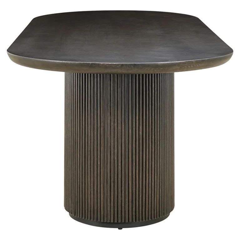 Kingston Dark Wood 12 Seater Oval Dining Table with Fluted Base