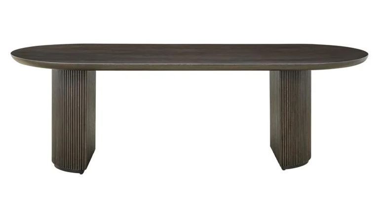 Kingston Dark Wood 12 Seater Oval Dining Table with Fluted Base