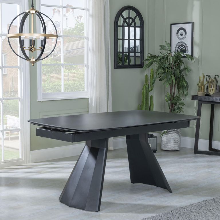 Kinston Dining Table - 6-12 Seater - 160cm-240cm - Black Ceramic - Extending
