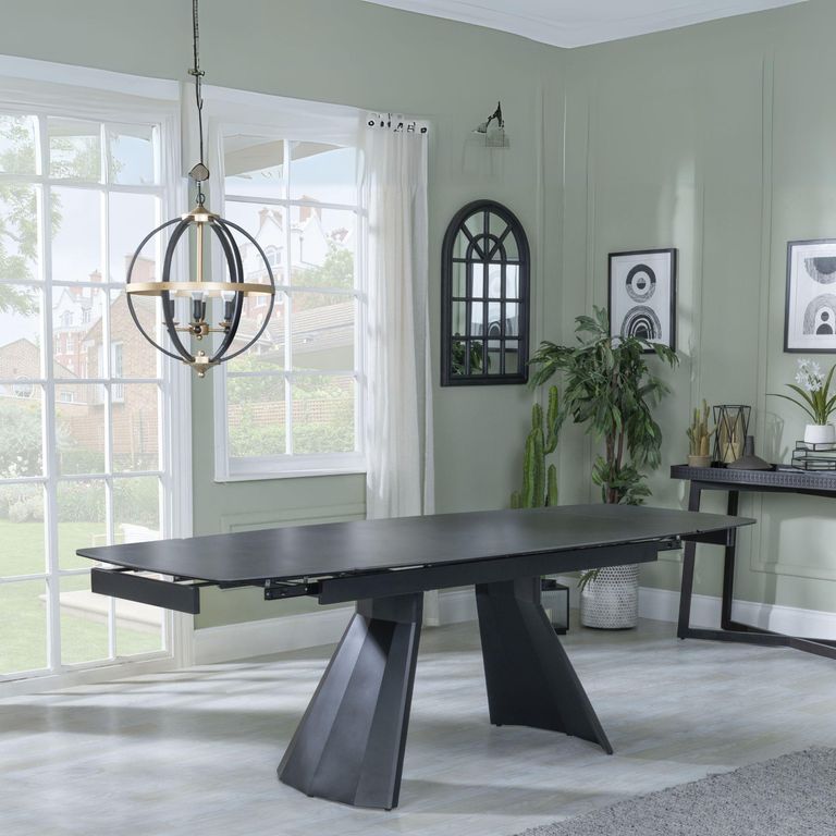 Kinston Dining Table - 6-12 Seater - 160cm-240cm - Black Ceramic - Extending