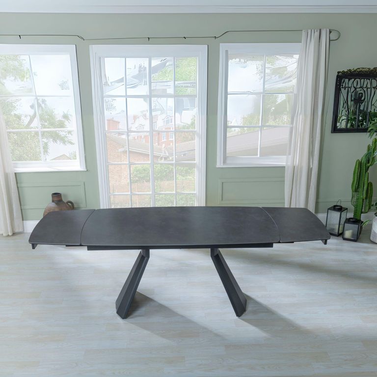 Kinston Dining Table - 6-12 Seater - 160cm-240cm - Black Ceramic - Extending