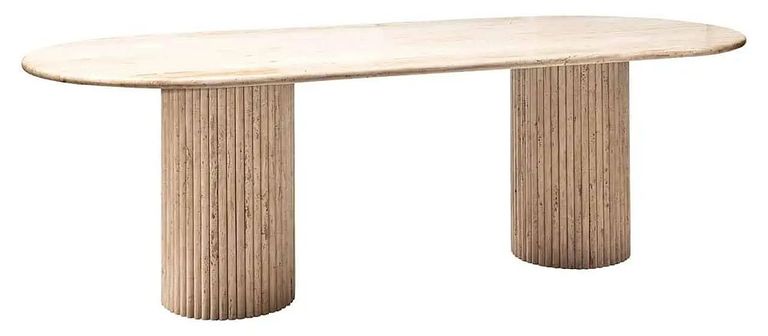 La Cantera Travertine Beige 10 Seater Oval Pedestal Dining Table