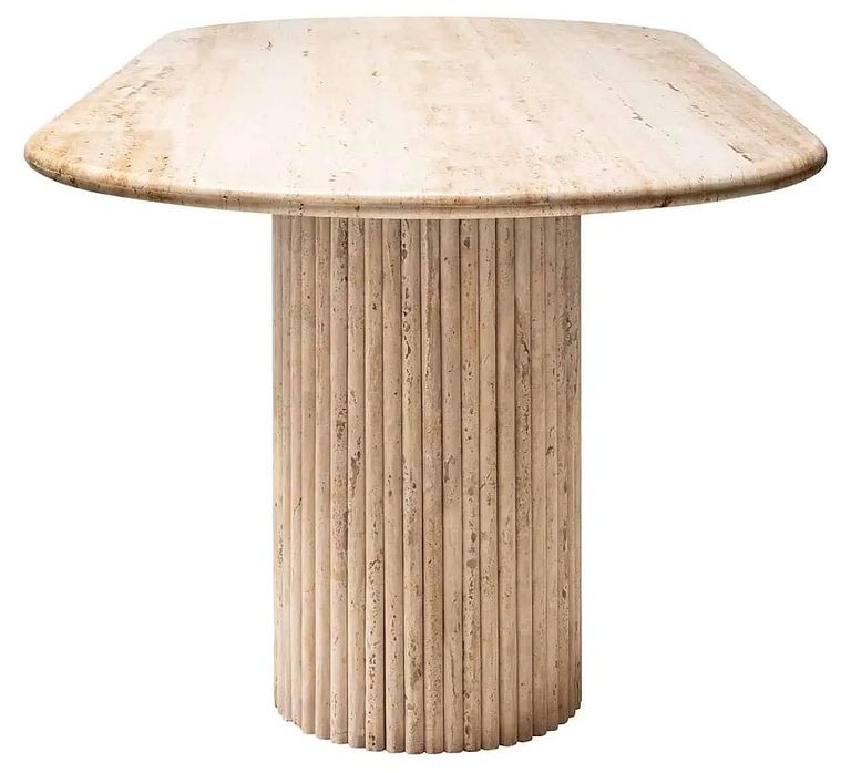 La Cantera Travertine Beige 10 Seater Oval Pedestal Dining Table