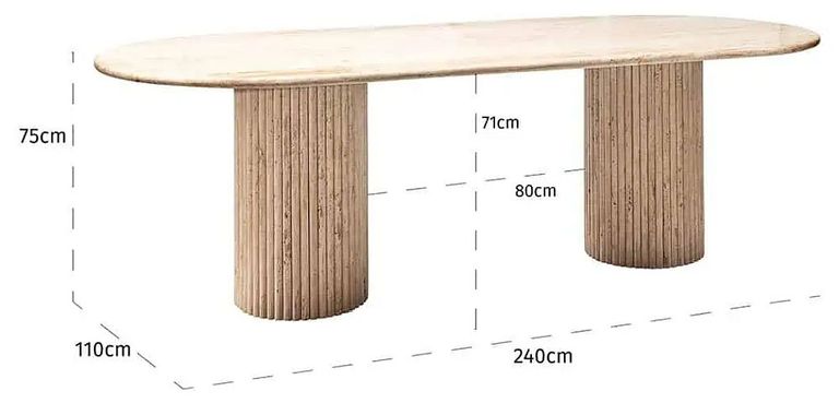 La Cantera Travertine Beige 10 Seater Oval Pedestal Dining Table