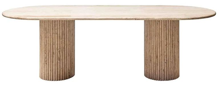 La Cantera Travertine Beige 10 Seater Oval Pedestal Dining Table