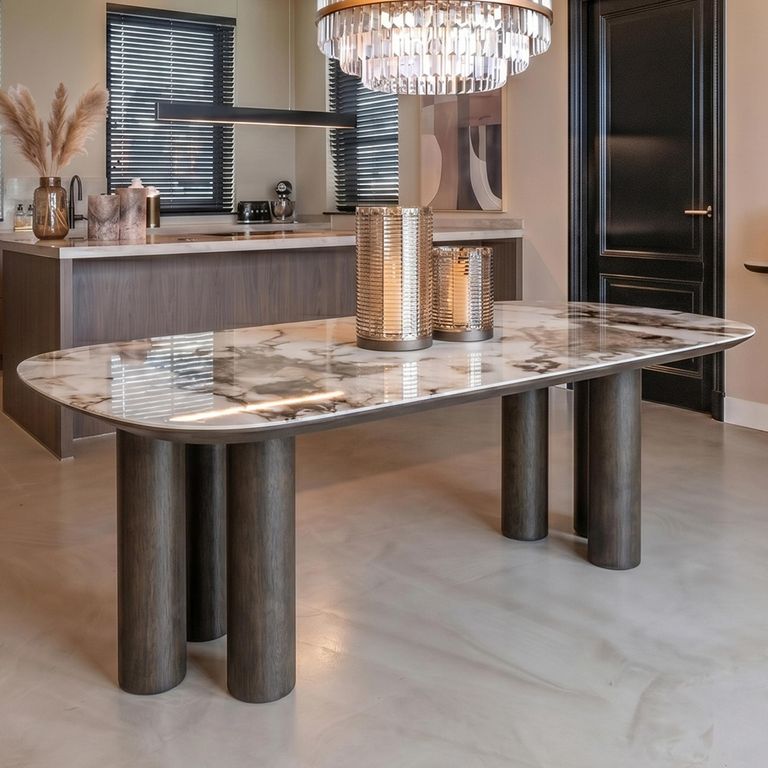 Langford Dining Table - 230cm - 10 Seater - Pedestal - Ceramic