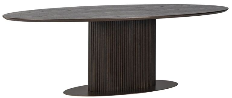 Luxor Brushed Brass Ribbed 10 Seater Oval Pedestal Dining Table