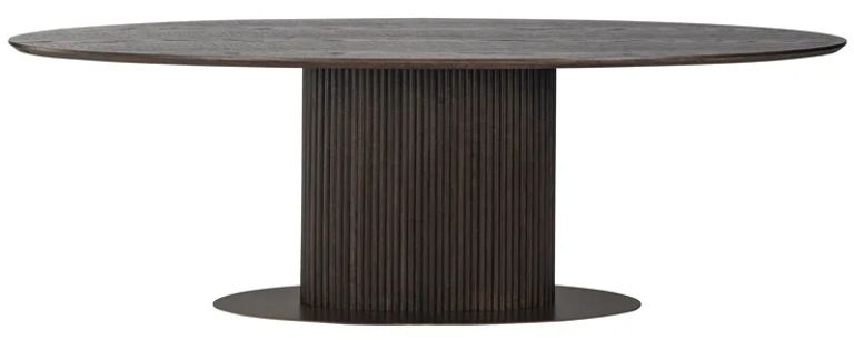 Luxor Brushed Brass Ribbed 12 Seater Oval Pedestal Dining Table