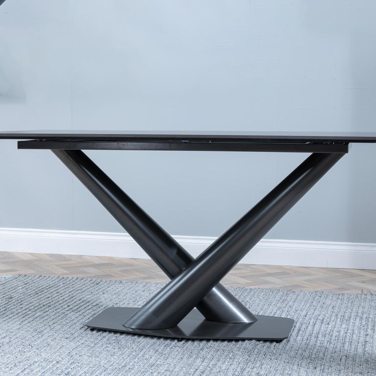 Maldon Dining Table - 6 Seater - 160cm - Black Ceramic - V Base