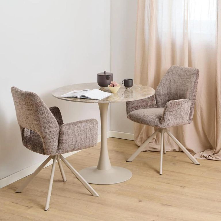Malta Round Dining Table - 2 Seater - 90cm - Brown and Grey Ceramic