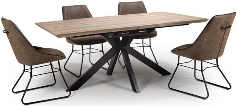 Manhattan Extending Dining Table - Walnut - 6-8 Seater - 180cm-220cm - Black Spider Legs Base