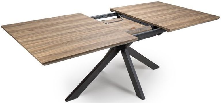 Manhattan Extending Dining Table - Walnut - 6-8 Seater - 180cm-220cm - Black Spider Legs Base