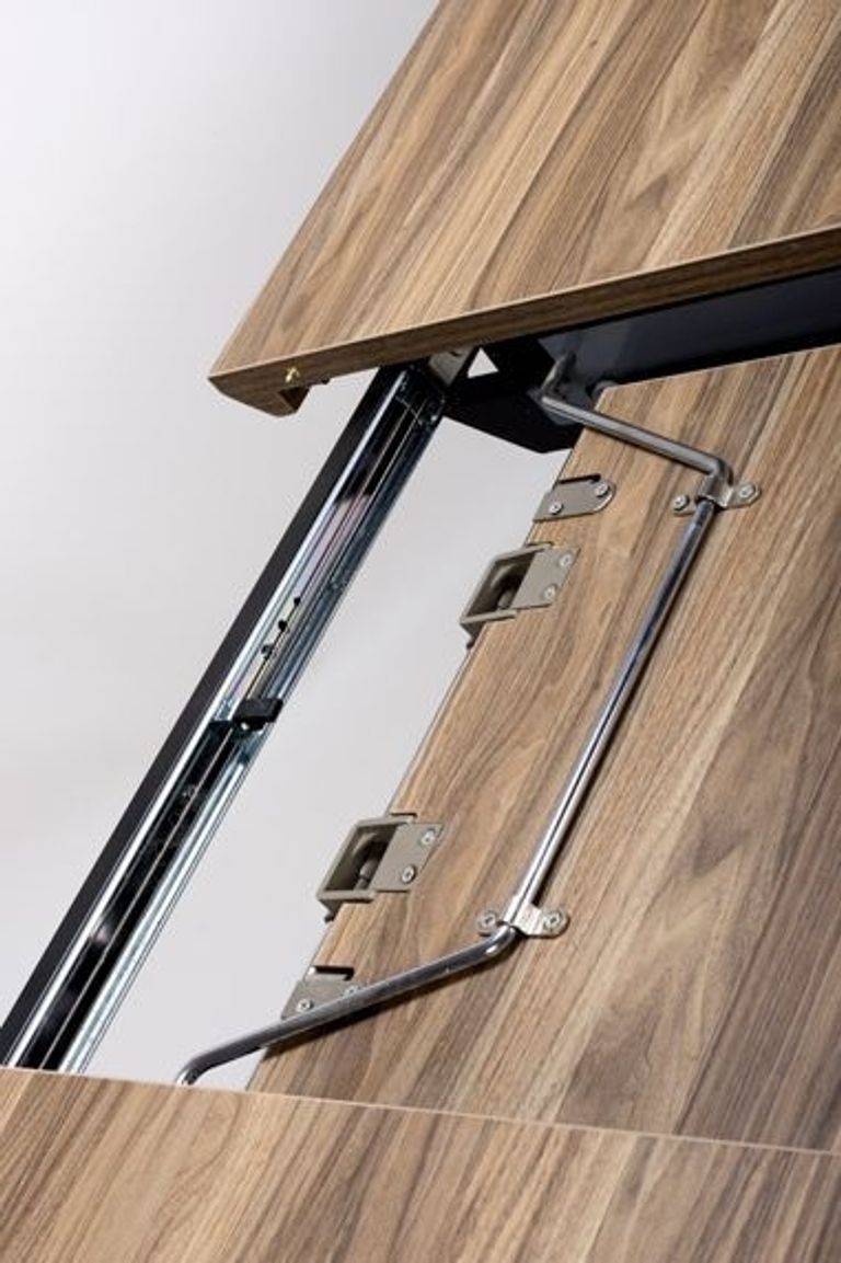 Manhattan Extending Dining Table - Walnut - 6-8 Seater - 180cm-220cm - Black Spider Legs Base