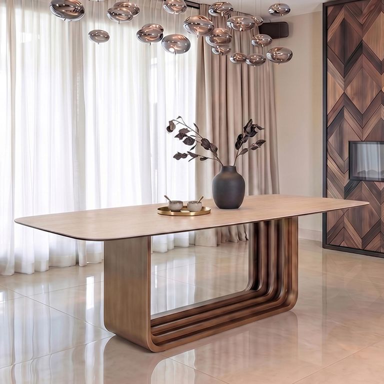 Maxfield Dining Table - 230cm - 10 Seater - Pedestal - Beige - Ceramic