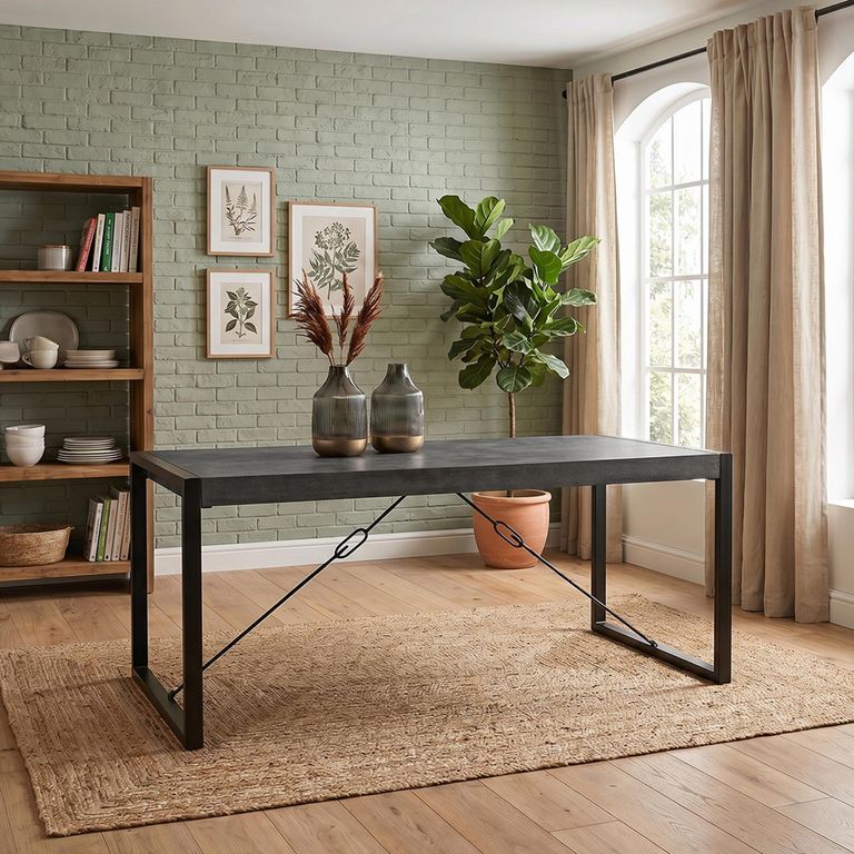 Norris Dining Table - 140cm - 4 Seater - U Legs - Charcoal - Rustic Mango Wood