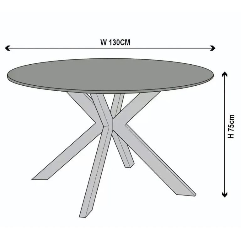 Novara Round Dining Table - 4 Seater - 130cm - White Ceramic - Black Star Base