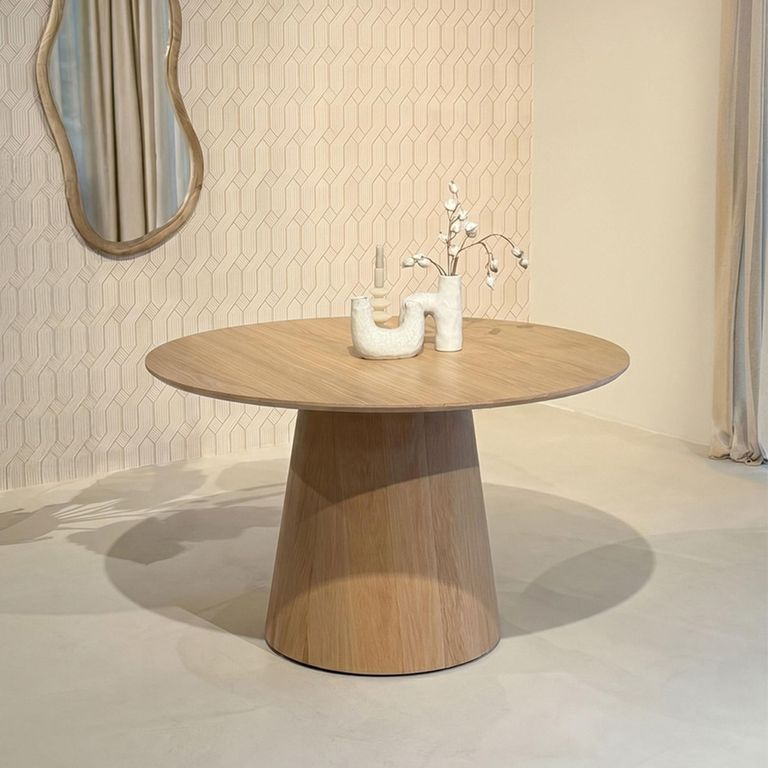 Novero Dining Table - 130cm - 4 Seater - Round - Pedestal - Natural Oak