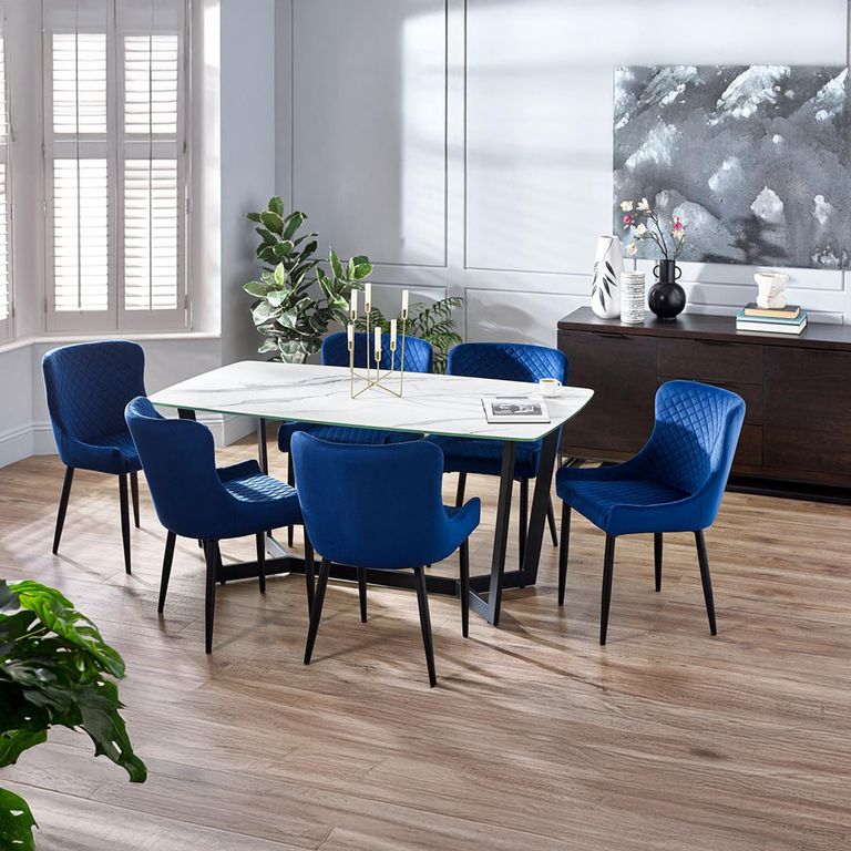 Olympus Dining Table - 6 Seater - White Marble Effect