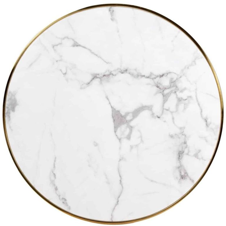Osteria White Marble Effect 2 Seater Round Dining Table with Gold Trim