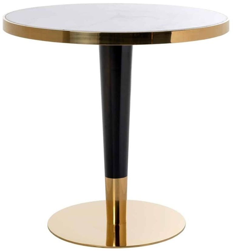 Osteria White Marble Effect 2 Seater Round Dining Table with Gold Trim